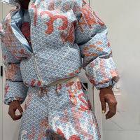 Veste matelassée en duvet imprimée sur mesure OEM, veste d'hiver pour homme, veste streetwear oversize