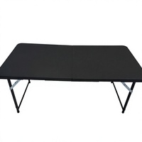 Table pliante rectangulaire en rotin plastique noir, résistante à la décoloration, portable, pliable, antirouille, pour jardin et cour, vente en gros