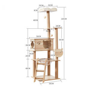 Großhandel großes Luxus Massivholz Sisal Seil Stil Indoor Katzenhaus Haustiermöbel Katzenbäume moderner hölzerner Katzenbaum Turm - Product Image 6