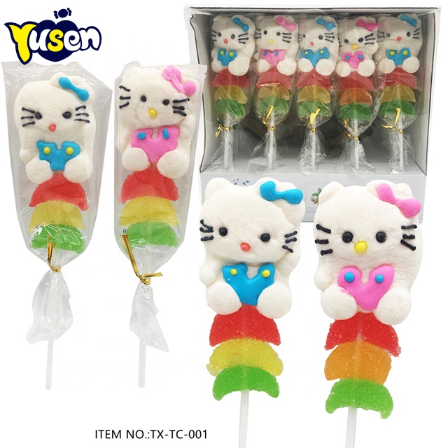 Новый стиль леденец хлопок леденцы смешной мультяшный Кот форма зефир конфеты с фруктами жевательные конфеты