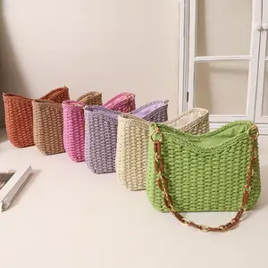 Small Handmade Straw Pocketbook Crossbody Fashion Handbags Customized Straw Clutch Bag For Women Luxury