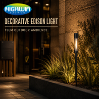 Lampe solaire de jardin Edison à ampoule longue 12cm 2700K Blanc chaud 15LM 1.2V Batterie Ni-MH 1200mAh Panneau 58x58mm 80.3cm