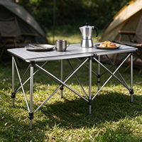 Table pliante tout-terrain double, entièrement en aluminium, pieds réglables en hauteur, mobilier d'extérieur portable pour le camping et la cuisine