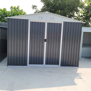 Abri de jardin extérieur moderne personnalisé petit cadre en métal 5x3 finition naturelle facile à assembler rangement arrière-cour couverture 10x10 <span class=keywords><strong>toit</strong></span> <span class=keywords><strong>plat</strong></span> - Product Image 6