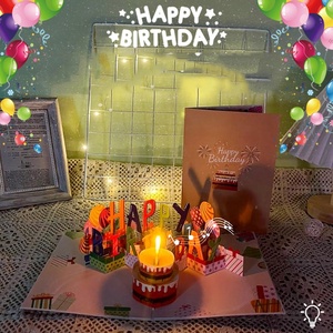Tarjeta de felicitación emergente 3D con música de pastel de <span class=keywords><strong>feliz</strong></span> cumpleaños con luces y sonido, regalo creativo, tarjeta de felicitación de cumpleaños - Product Image 4