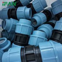 Conexiones de tubería de plástico de alta calidad IFAN, codo de manguera HDPE de 20-110 mm, conexiones de compresión PP, conexiones HDPE para suministro de agua