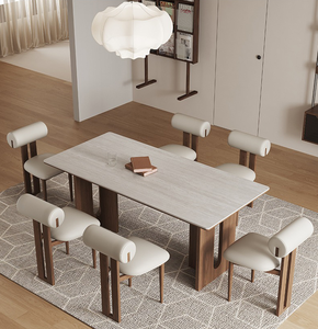 Mesa de Comedor Rectangular Pequeña de Madera Maciza de Nogal Negro de Lujo Retro para Uso en Hoteles, 6 Plazas - Product Image 2