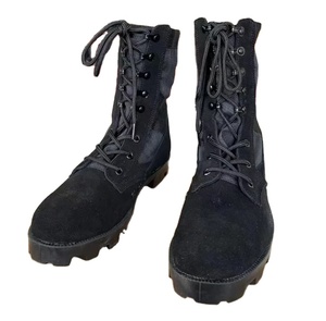 TST0229 Bottes longues en daim noir durables avec semelle Panama - Product Image 1