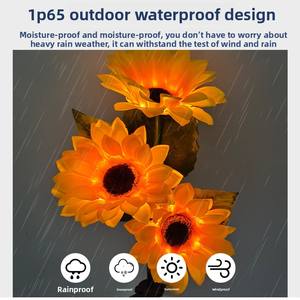 Handmade Sunflower Solar <b>Light</b> IP65 Stainless Steel Cross-border Outdoor Garden Artificial Decoration Courtyard Villa Lawn <b>Night</b> - Product Image 3