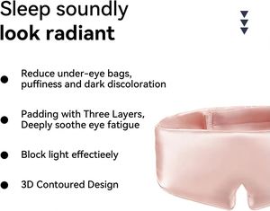 Masque de sommeil de luxe personnalisé, grand format, en soie de mûrier 100% pure, avec sangle réglable, pour le voyage, contour 3D - Product Image 4