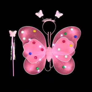 Ali di Farfalla Luminose per Costume da Bambina, Decorazione Posteriore con LED, Giocattoli, Meravigliosa Bacchetta Magica, Set da Fata dei Fiori per Feste di Compleanno - Product Image 6