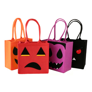 Nieuwe Halloween Snoepjes Viltentas van Vliesstof Kinderfeestdecoratie Grappig Gezicht Pompoen Vierkante/Rechthoekige Vorm Handtas - Product Image 2