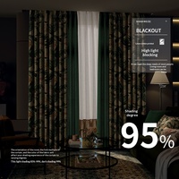 Rideau occultant de luxe en coton et lin respirant à motif floral, avec un ombrage de 90 à 100 %, pour salon, appartement et villa