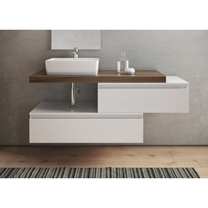 MUEBLE BAÑERO SUEPENDEDO NINFA 140 CM BLANCO MATE Y TABACO - Product Image 1