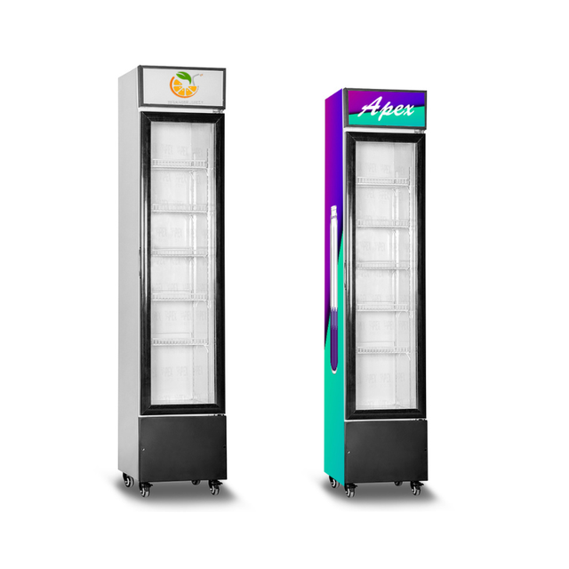 Commercial Slim Upright Showcase Refrigerator for Drinks Cola with Glass Door Cooler Display Freezers Fridges