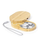 Boîte de rangement multifonctionnelle à succès avec chargeur sans fil intégré et adaptateur de câble de données, badge personnalisé