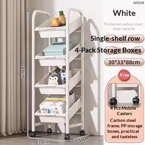 Estante de Almacenamiento de Juguetes de Plástico para Niños, Estante de Piso para Sala de Estar, Estante para Refrigerios de Gran Capacidad, Carrito Pequeño, Estantería para Libros de Bebés de Cuatro Niveles - Product Image 6