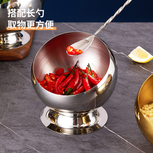 Gold Stainless Steel Hemispherical Condiment Bowls For Hot Pot Restaurant Party Use Durable Solid Color Design - Product Image 3