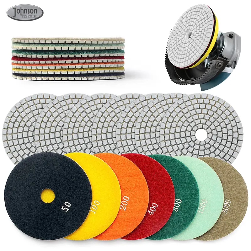 100mm 50-3000 grits top cheap wet and dry use stone marble granite diamond grinding polishing pad kits