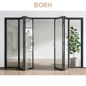 Porta dobrável de vidro interior de alta qualidade para sala de estar, quarto, porta divisória, 2024 China