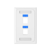 Placa de pared de red de 2 puertos tipo EE. UU. de ABS blanco de 86 mm x 86 mm con cubierta antipolvo deslizante y superficie pulida a espejo Cat3/Cat5e/Cat6/Cat6A
