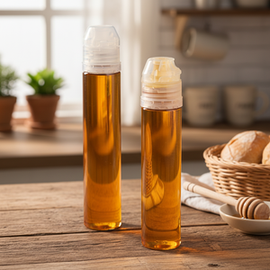 Bouteille Distributrice de Miel en PET Transparent de Qualité Alimentaire 80ml 90ml avec Couvercle Rabattable Anti-Gaspillage pour Échantillons de Miel et Sirop à Portion Unique - Product Image 1