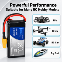 Baterai Lipo 2S 7.4V 1800mAh 60C High Discharge dengan XT60 T Plug untuk Mobil RC, Helikopter, Quadcopter, Pesawat, dan Model Kapal 503040
