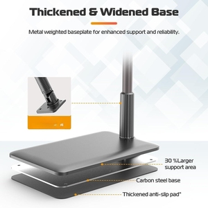 Support de tablette réglable pour bureau et sol, trépied robuste, rotation à 360°, en alliage d'aluminium, étanche, compatible avec la diffusion en direct - Product Image 3