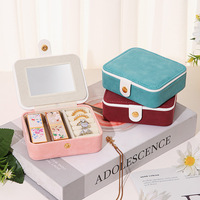 LG7312 Boîte à bijoux de voyage simple faite à la main en cuir PU avec doublure en daim, mini-organisateur, couleur et logo personnalisables, rangement pour femmes et filles