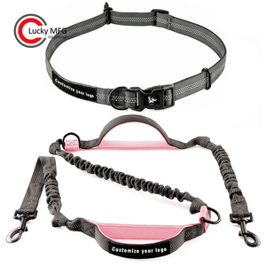 Guinzaglio riflettente in Nylon a doppio manico Bungee girovita guinzaglio mani libere per cani di piccole dimensioni