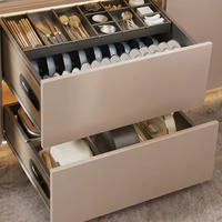 UZIA F70 Panier coulissant pour armoire de cuisine en acier inoxydable, égouttoir à vaisselle double couche, organisateur de bols et assiettes, cadre en aluminium, type tiroir