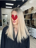 Perruque juive de luxe pour femme, en cheveux humains bruts de qualité supérieure, texture européenne douce, balayage blond avec racines foncées, nœuds simples, dessus en dentelle