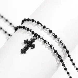 PASUXI nouveauté bijoux de mode pendentifs romantiques collier pour femmes or argent couleur multicouche noir croix collier