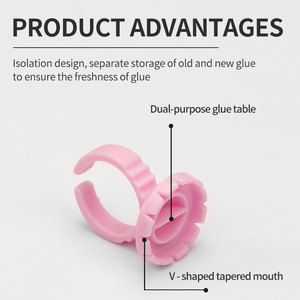 100pcs Plastic Eyelash Glue Rings Flower Cup Pink Blue <b>Adhesive</b> Holder <b>Lash</b> Extension Tool - Product Image 5