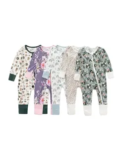 Wholesale Nice Price Bamboo And Spandex Baby Clothes Baby Romper Zipper Long Sleeve Manufacturer