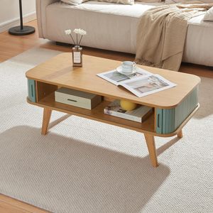 Combohome - <span class=keywords><strong>Mesa</strong></span> Auxiliar <span class=keywords><strong>de</strong></span> Bambú <span class=keywords><strong>de</strong></span> Madera Maciza al por Mayor, con Esquinas Redondeadas y Compartimentos Cerrados, <span class=keywords><strong>Mesa</strong></span> <span class=keywords><strong>de</strong></span> <span class=keywords><strong>Centro</strong></span> <span class=keywords><strong>de</strong></span> Bambú - Product Image 2
