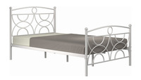 Cadre de lit en métal pleine grandeur, design géométrique circulaire, 137x190cm, lattes blanches, gain de place, convertible, sans sommier requis, facile à monter