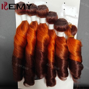 KEMY HAIR Extension Sintetica Riccioli Voluminosi, Onda Morbida, Trecce Sintetiche Crochet Ombré <span class=keywords><strong>Rame</strong></span> Zenzero per Donna - Product Image 4