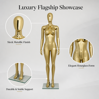 Mannequin femme grande taille doré mat, courbé, avec bras et tête, base en plastique, pour vitrine de boutique et présentation de vêtements