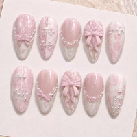Vente en gros de faux ongles en ABS de forme amande, imprimé léopard 3D, faits à la main, style Ins, couvrance totale, 24 pièces
