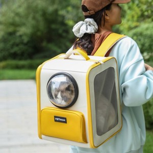 Cat Backpack Transparent Oxford Material Large Capacity Foldable Outdoor Travel <b>Pet</b> <b>Carrier</b> Yellow Pink Green Blue - Product Image 1