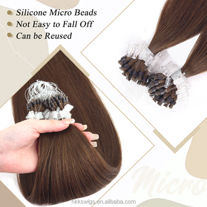 Extensiones de Cabello Humano Remy Chino 100% al por Mayor, con Micro Anillos, Cutícula Doble, Suaves, Sin Caída, Color Claro, Liso Natural - Product Image 2