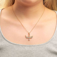 Collier Pendentif Croix Ankh Aile en Argent Sterling 925 Moissanite Plaqué Or et Rhodium 18 Pouces pour Bijoux Hip Hop en Dropshipping