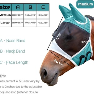 Protector facial para caballos, cubierta repelente de mosquitos, máscara protectora elástica transpirable para montar al aire libre - Product Image 2
