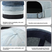 Cappellino da Baseball in Denim Lavato Stile Coreano, 100% Cotone, Regolabile, per Tutte le Stagioni, a 6 Pannelli, per Coppie