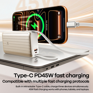 พาวเวอร์แบงค์ชาร์จเร็ว 20000mAh PD45W สาย Type-C แบบยืดหดได้ในตัว 70 ซม. หน้าจอดิจิตอล สายคล้องคอ รุ่น T202ALP 1 PD45W สวัสดี - Product Image 3
