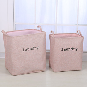 Collapsible Laundry <b>Basket</b> <b>Square</b> Canvas Foldable Storage Bin For Clothes Linen Toys Gray Pink Denim Blue - Product Image 4