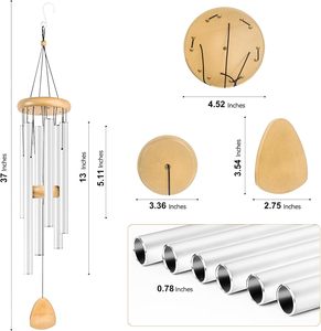 37-inch white aluminum <b>garden</b> wind chimes, classical music festival gifts, outdoor and indoor ornaments - Product Image 1