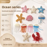 Appliques de sequins faites à la main, motifs sportifs quatre saisons, méduse et étoile de mer, pour vêtements et décoration DIY, Modèle 232