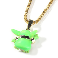Collier pendentif soucoupe Hip Hop lumineux Baby Yoda Cartoon Alien Oil Glow in the Dark